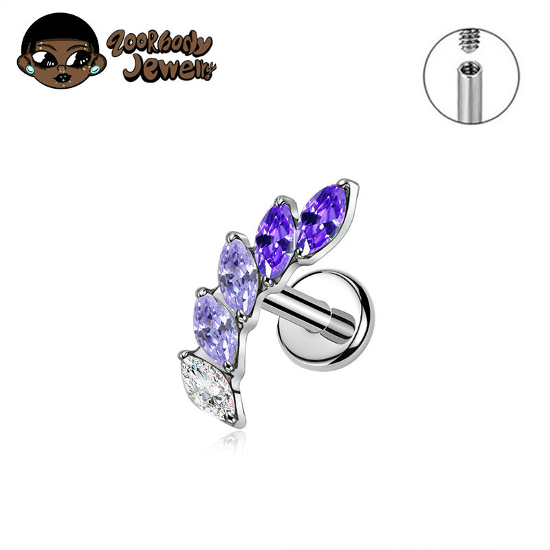G23 Titanium 16G Internal Thread Labret CZ Piercing Lip Nasal Nail Stud Tragus Piercing Ear Cartilage Helix Dait Body Jewelry