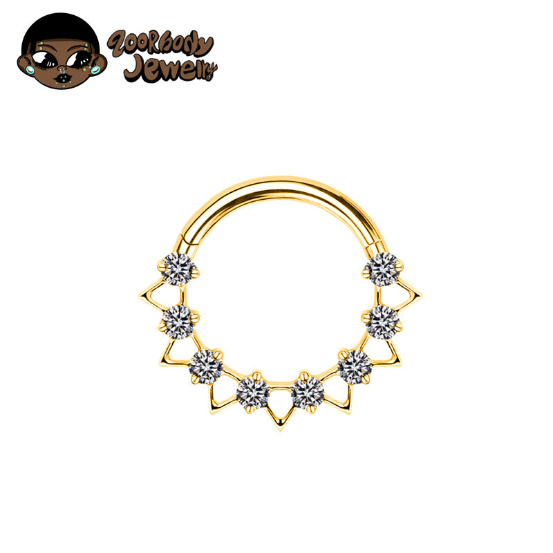 ZOOR ASTM F136 G23 Titanium Open Star Clear CZ Hinged Clicker Hoop Septum Daith Helix Cartilage Piercing Jewelry