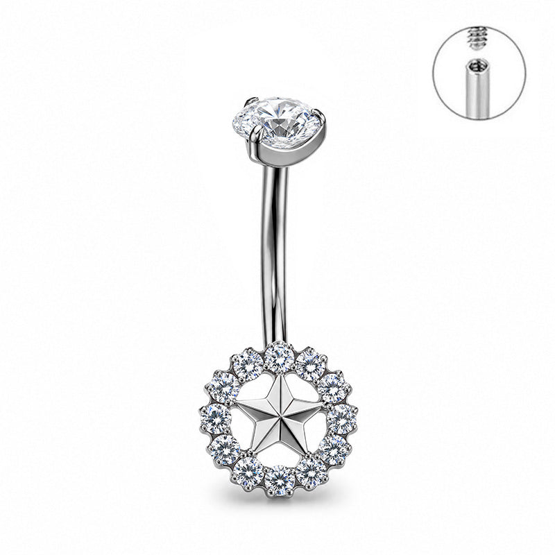 ZOOR ASTM F136 Titanium Summer Sexy Belly Button Ring Piercing 14G Star Heart Female Thread Jewelry Body Belly Piercing