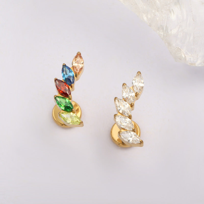 G23 Titanium 16G Internal Thread Labret CZ Piercing Lip Nasal Nail Stud Tragus Piercing Ear Cartilage Helix Dait Body Jewelry