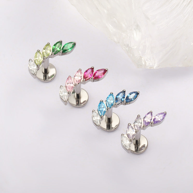 G23 Titanium 16G Internal Thread Labret CZ Piercing Lip Nasal Nail Stud Tragus Piercing Ear Cartilage Helix Dait Body Jewelry