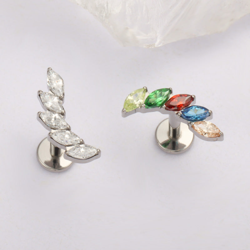 G23 Titanium 16G Internal Thread Labret CZ Piercing Lip Nasal Nail Stud Tragus Piercing Ear Cartilage Helix Dait Body Jewelry
