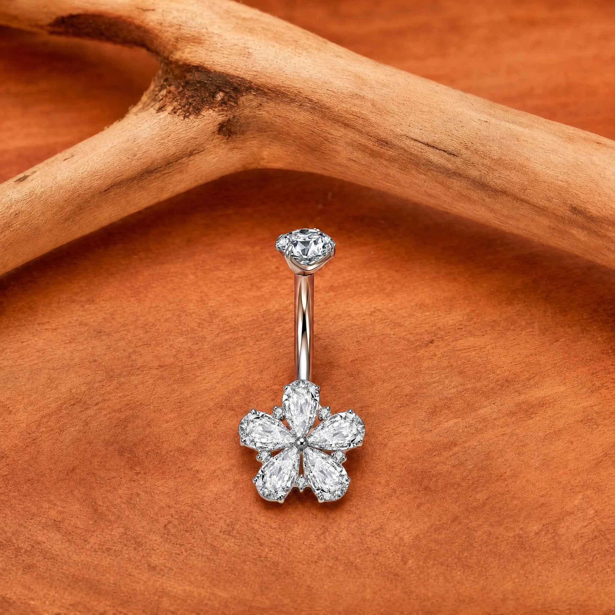 ASTM F136 Titanium Geometric Sexy Design Belly Button Ring with CZ 14G Colorful Center Navel Ring Belly Piercing for Women
