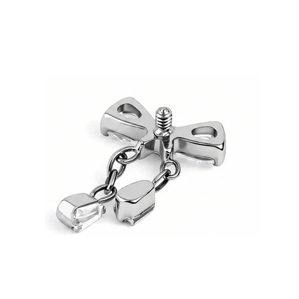 ZOOR ASTM F136 Titanium Bow Chain Pendant Piercing Cartilage Earring 16G 18G Lip Crown Helix Tragus Piercing Woman Jewelry