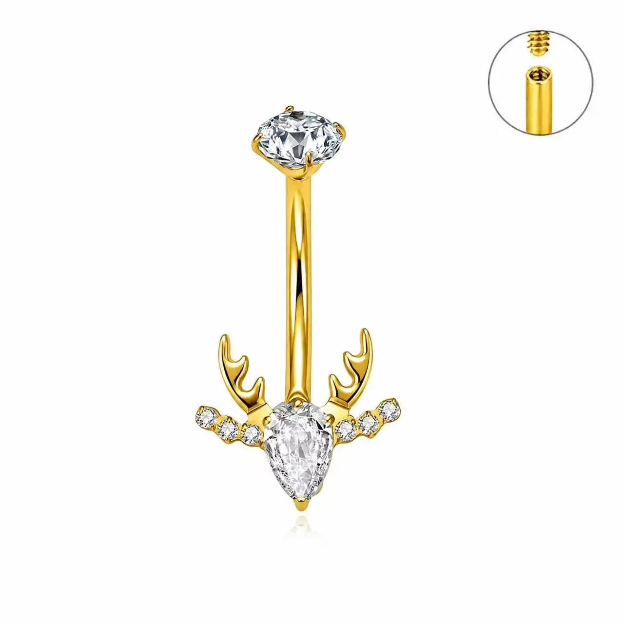 ASTM F136 Titanium Geometric Sexy Design Belly Button Ring with CZ 14G Colorful Center Navel Ring Belly Piercing for Women