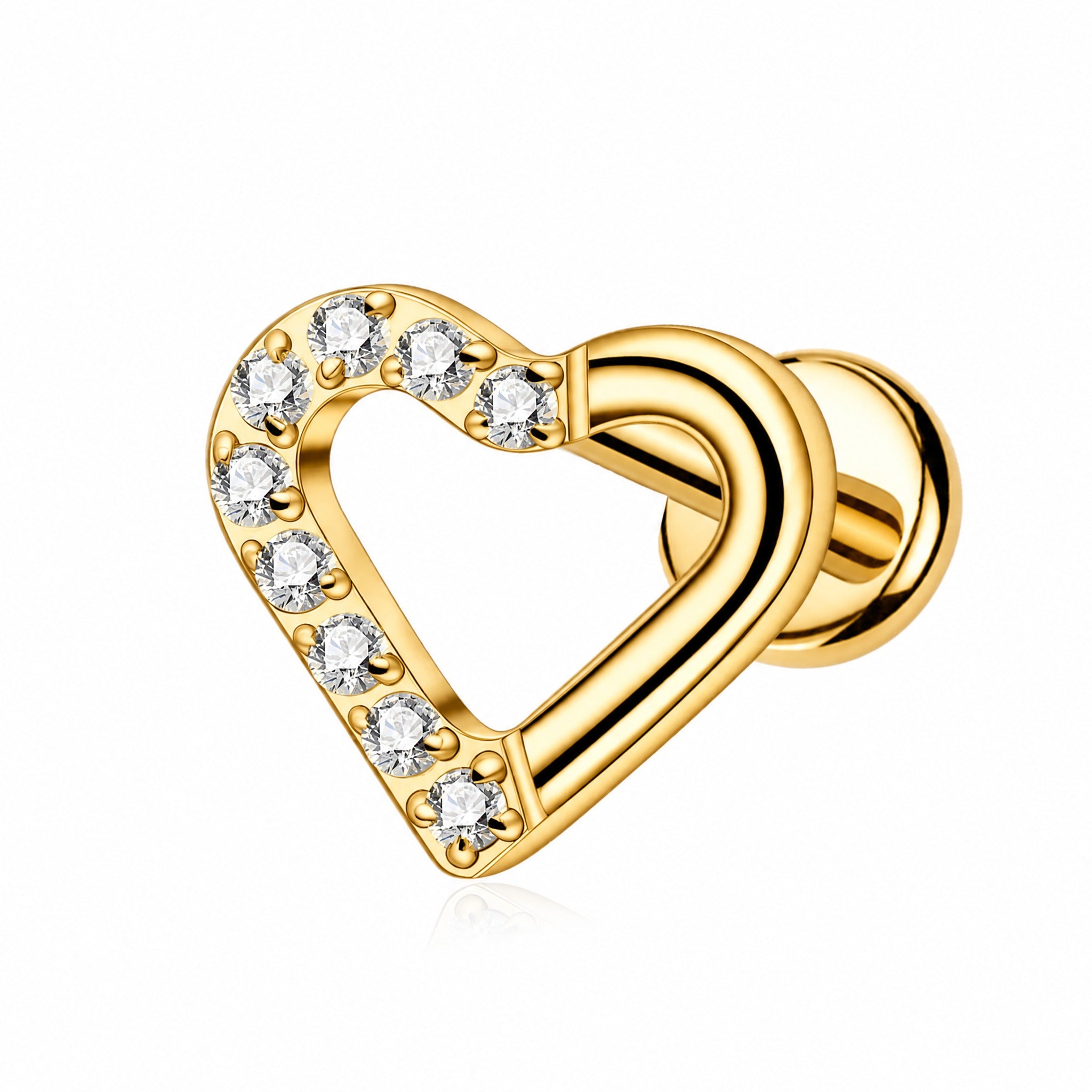 ZOOR ASTM F136 Titanium Piercing CZ Heart Labret Earring Internally Threaded Cartilage Tragus Medusa Lip Monroe Body Jewelry