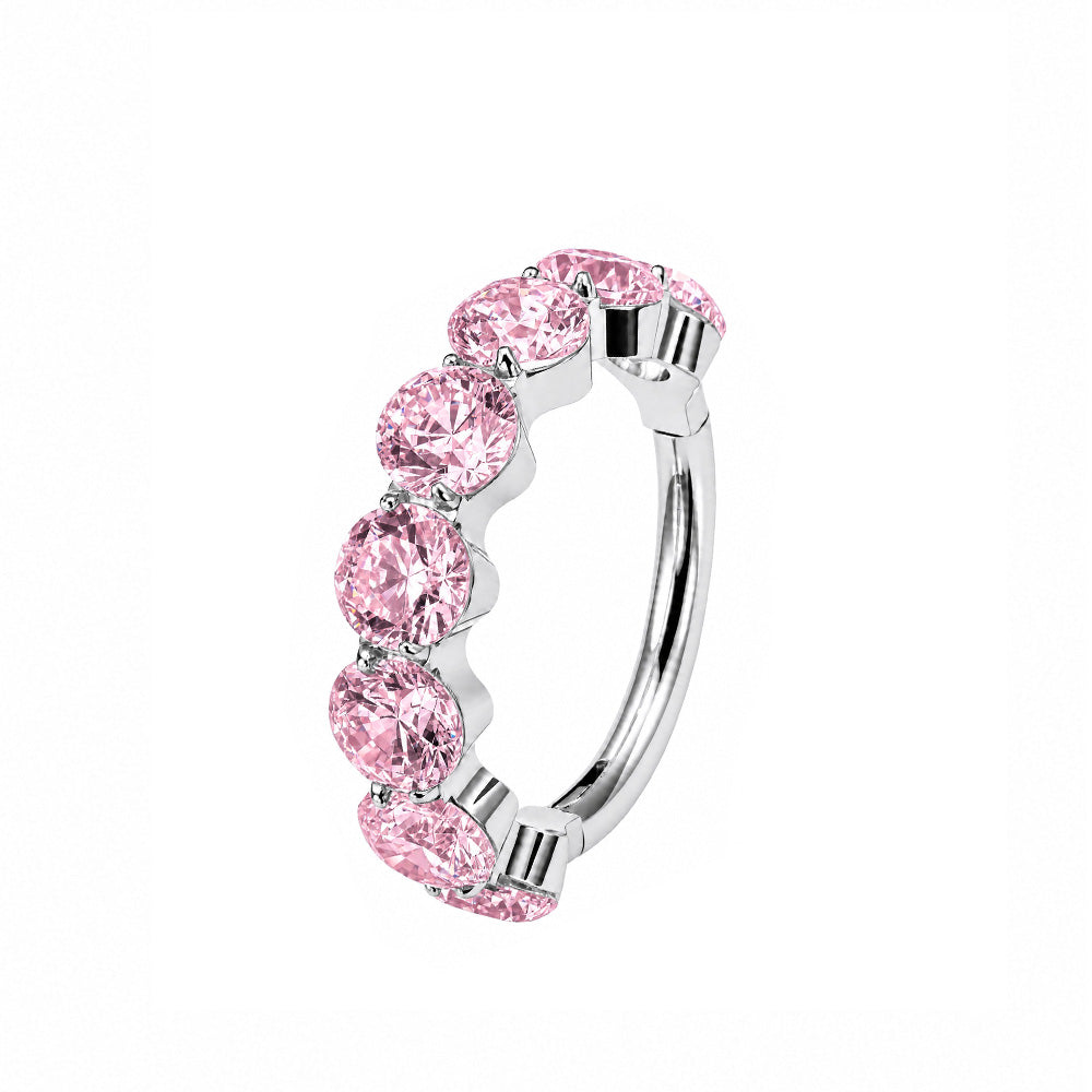ZOOR F136 Titanium Luxury Zircon Hinge Earring 16g Clicker Nose Ring Ear Lobe Helix Conch Piercing Unisex Sparkling Jewelry Gift