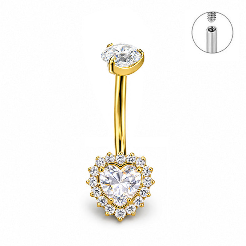 ZOOR ASTM F136 Titanium Summer Sexy Belly Button Ring Piercing 14G Star Heart Female Thread Jewelry Body Belly Piercing