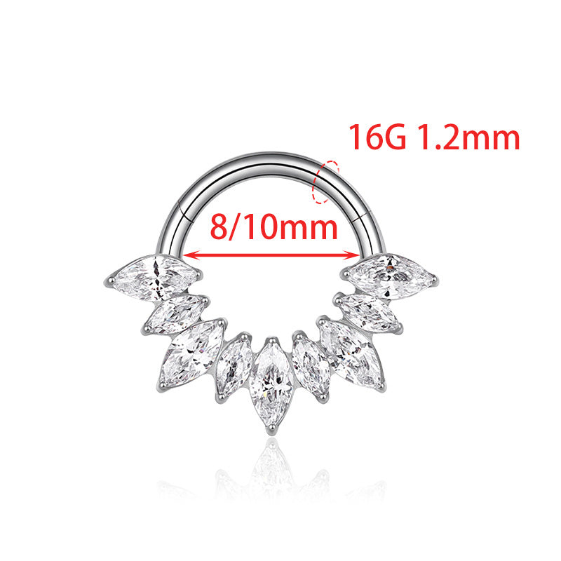 ZOOR Titanium Marquise CZ Hinged Hoop