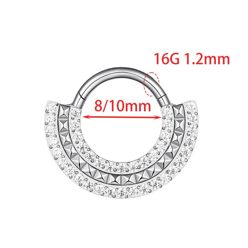 ZOOR Titanium Multi Layer Paved CZ Fan Hinged Hoop