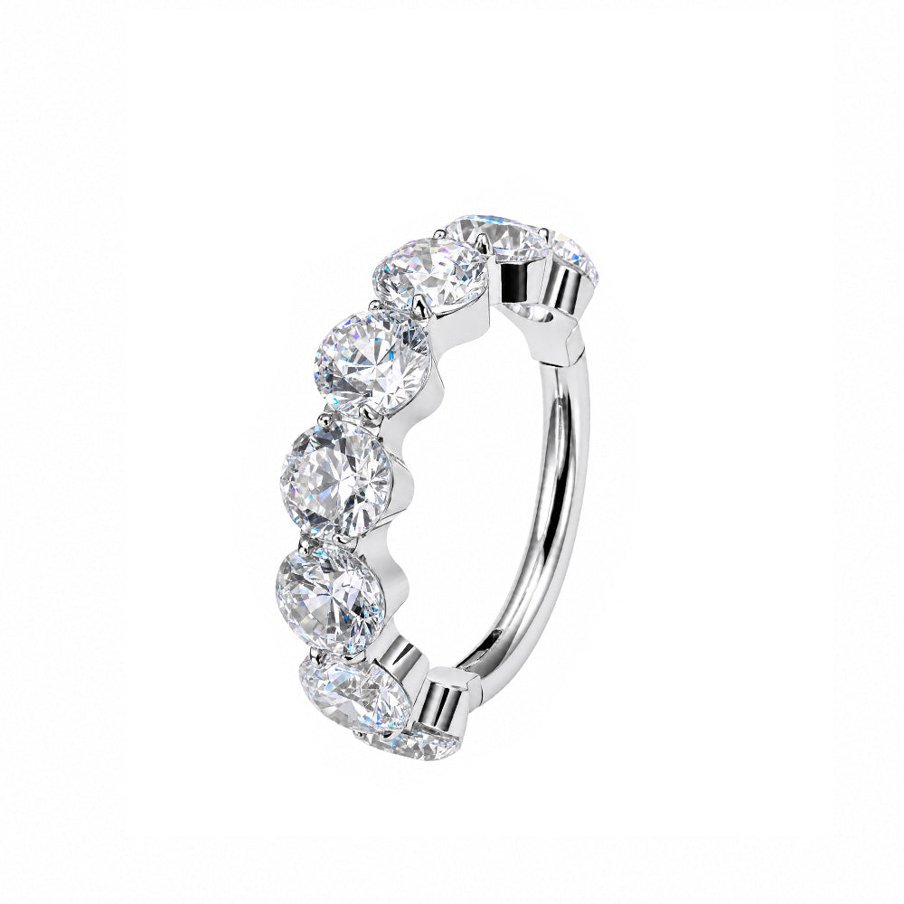 ZOOR F136 Titanium Luxury Zircon Hinge Earring 16g Clicker Nose Ring Ear Lobe Helix Conch Piercing Unisex Sparkling Jewelry Gift