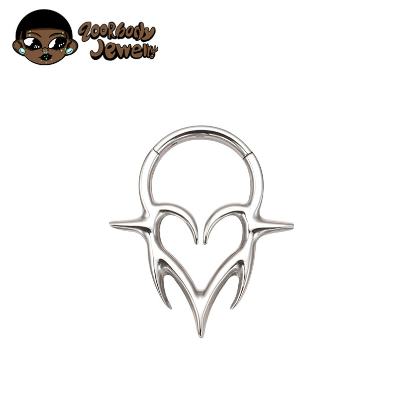 ZOOR Titanium Devil Heart Hinged Hoop