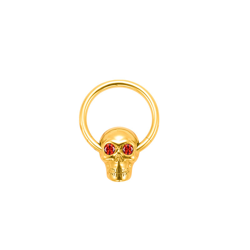 ZOOR Titanium Skull Hinged Clicker Hoop With CZ Eyes