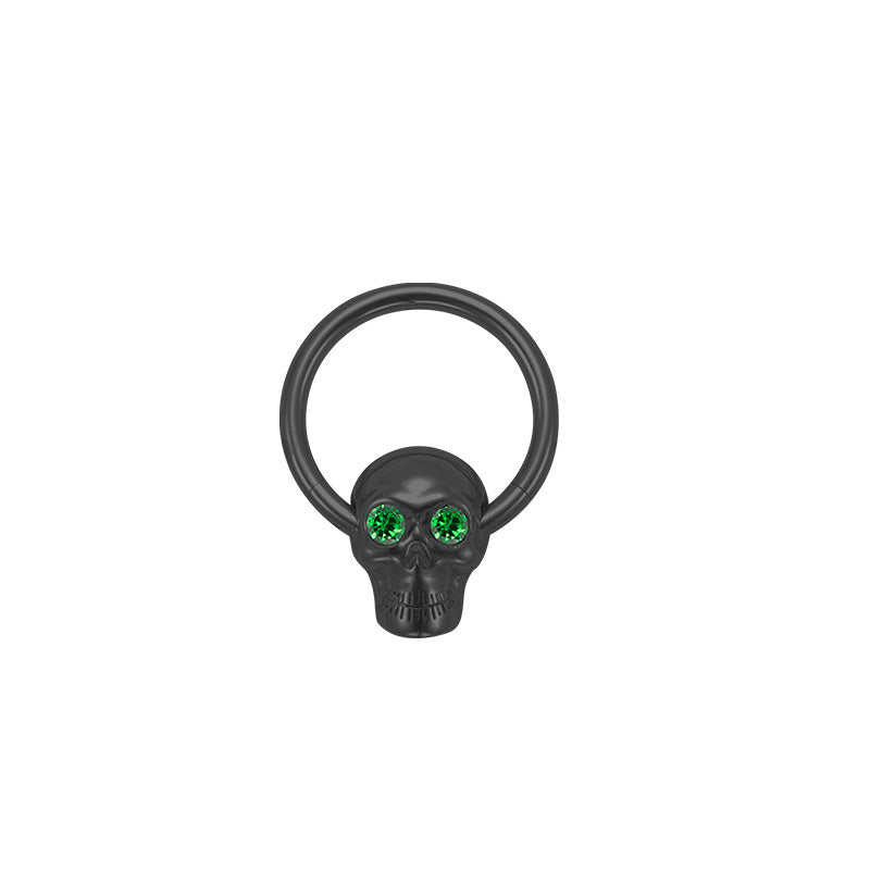 ZOOR Titanium Skull Hinged Clicker Hoop With CZ Eyes