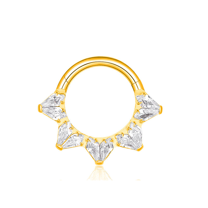 ZOOR Titanium Symmetrical Baguette CZ Hinged Hoop