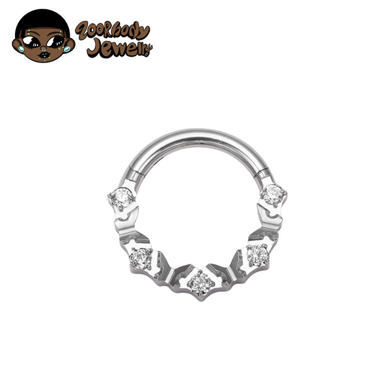 ZOOR Titanium Serrated Edge 5 Clear CZ Clicker Hoop