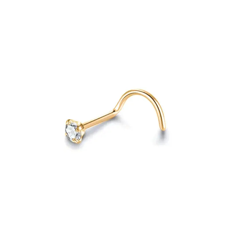 ZOOR Titanium CZ Curved Nose Screw Piercing Stud