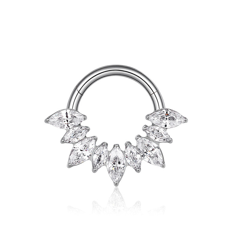 ZOOR Titanium Marquise CZ Hinged Hoop