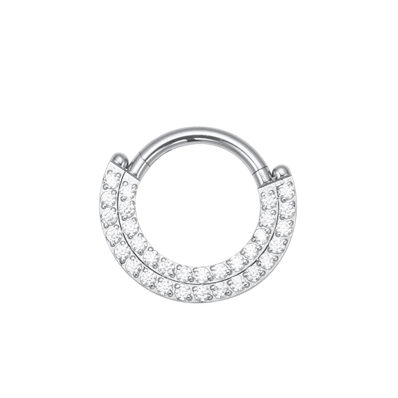 ZOOR ASTM F136 G23 Titanium Hinged Clicker Hoop, Plain & Single Row Clear CZ Septum Daith Helix Cartilage Piercing Jewelry