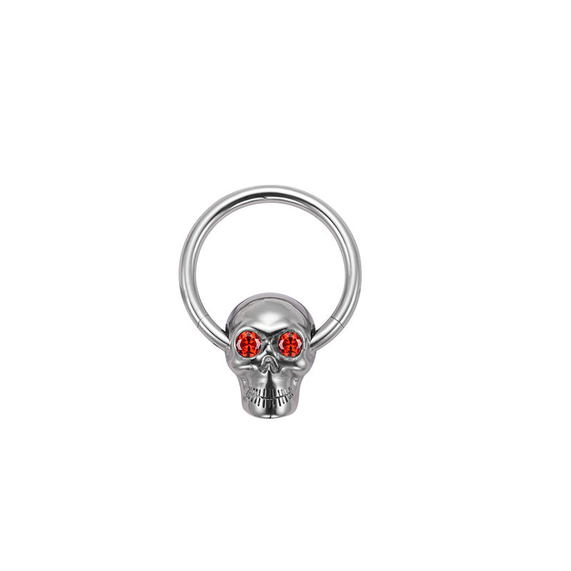 ZOOR Titanium Skull Hinged Clicker Hoop With CZ Eyes
