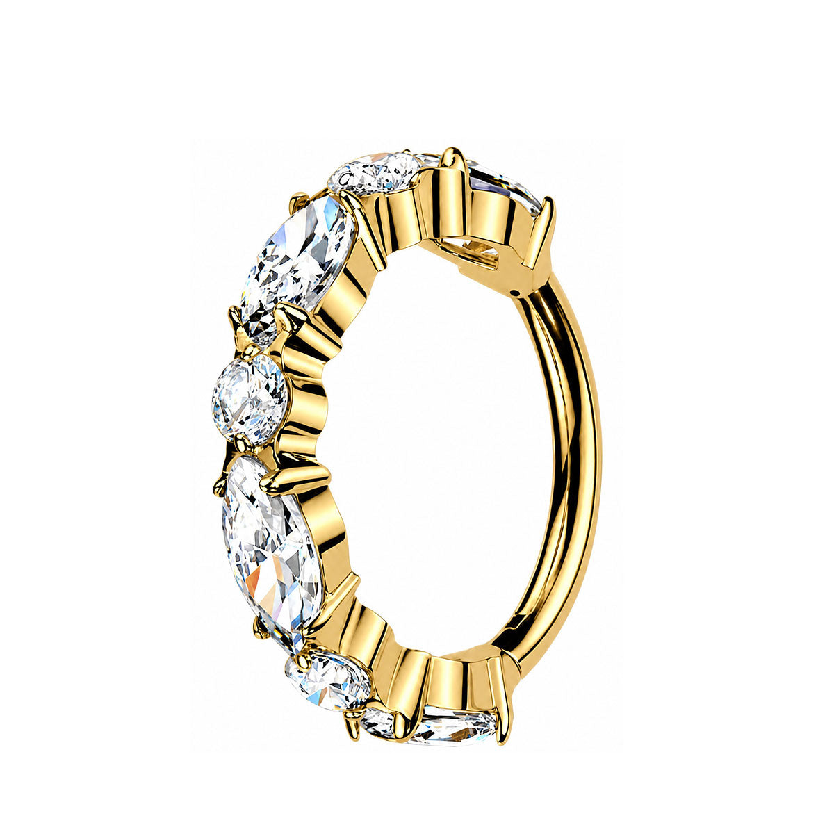 ZOOR ASTM F136 Titanium Multi Color Paved CZ Hinged Clicker Hoop, Septum Helix Tragus Ear Piercing Jewelry