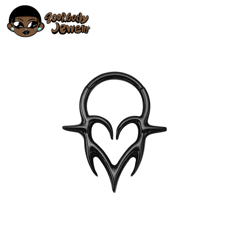 ZOOR Titanium Devil Heart Hinged Hoop