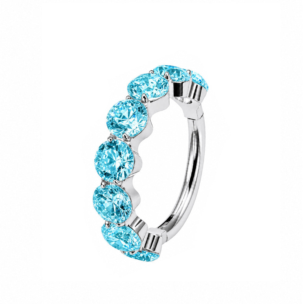 ZOOR F136 Titanium Luxury Zircon Hinge Earring 16g Clicker Nose Ring Ear Lobe Helix Conch Piercing Unisex Sparkling Jewelry Gift