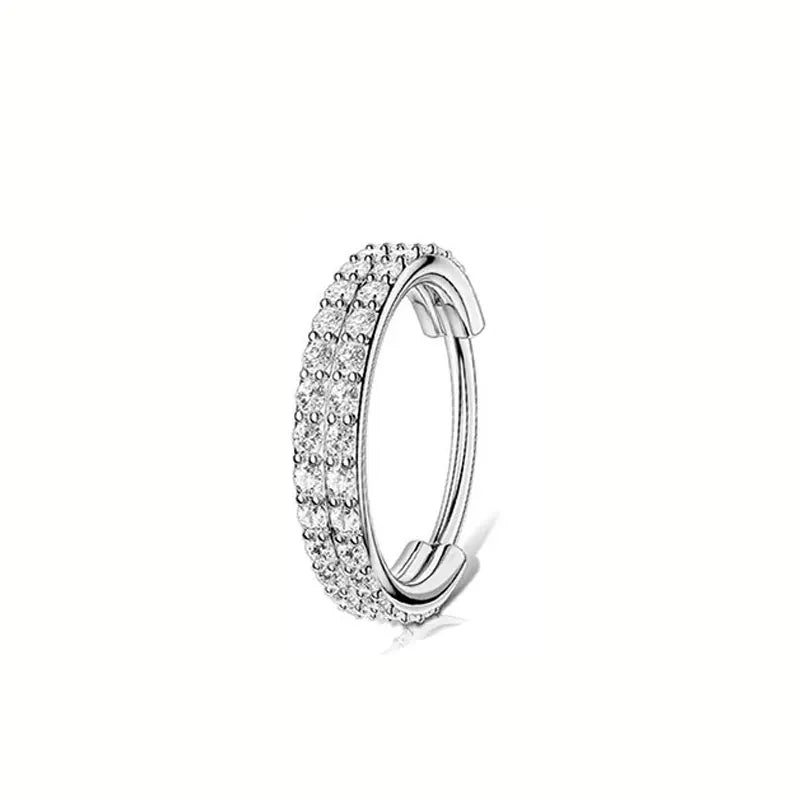 ZOOR ASTM F136 Titanium Hinged Clicker Hoop Ring Plain & Clear CZ Segment Piercing Septum Helix Tragus Earring