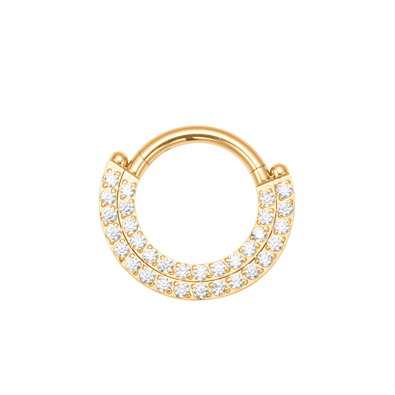 ZOOR ASTM F136 G23 Titanium Hinged Clicker Hoop, Plain & Single Row Clear CZ Septum Daith Helix Cartilage Piercing Jewelry