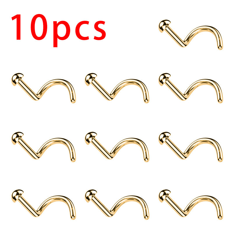 ZOOR Titanium S Curve Nose Stud Ball Dome Cone Top
