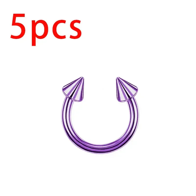 ZOOR Anodized Titanium Horseshoe Septum Piercing Ring