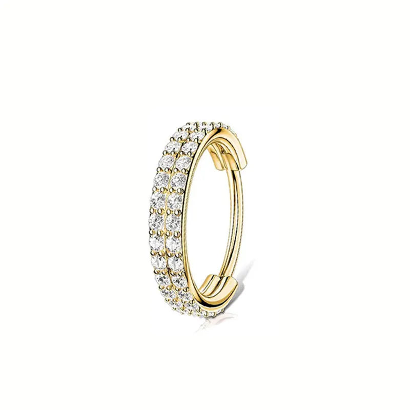 ZOOR ASTM F136 Titanium Hinged Clicker Hoop Ring Plain & Clear CZ Segment Piercing Septum Helix Tragus Earring