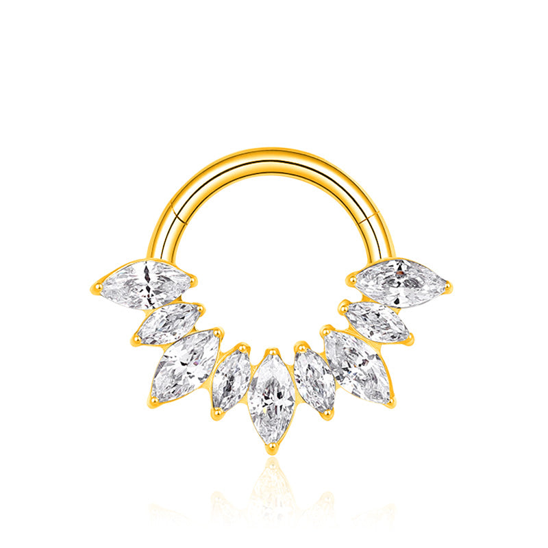 ZOOR Titanium Marquise CZ Hinged Hoop