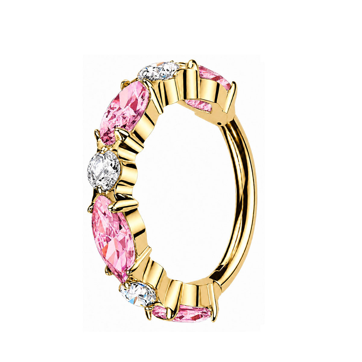 ZOOR ASTM F136 Titanium Multi Color Paved CZ Hinged Clicker Hoop, Septum Helix Tragus Ear Piercing Jewelry