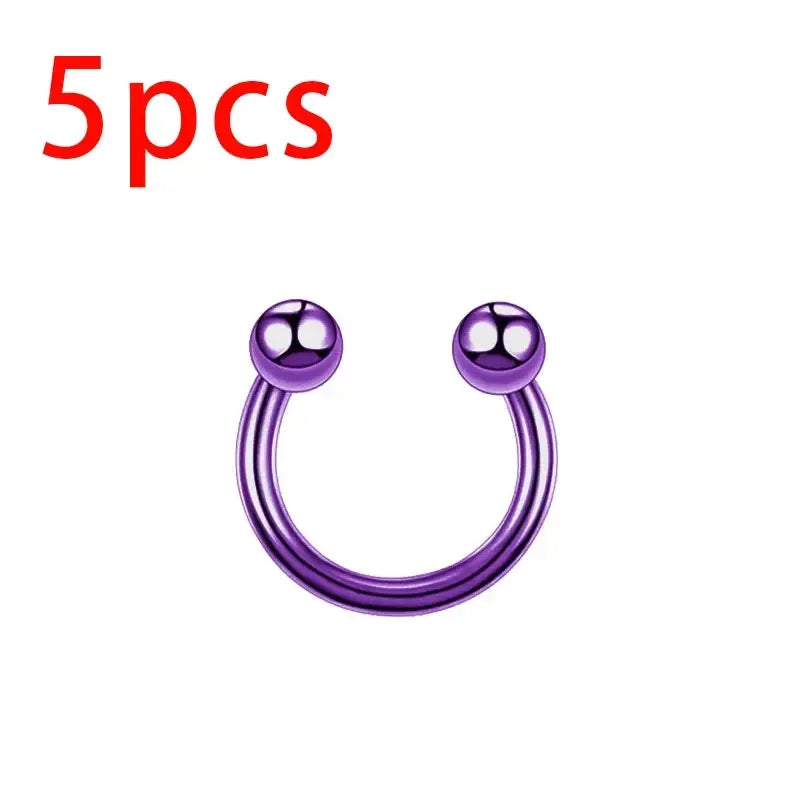 ZOOR Anodized Titanium Horseshoe Septum Piercing Ring
