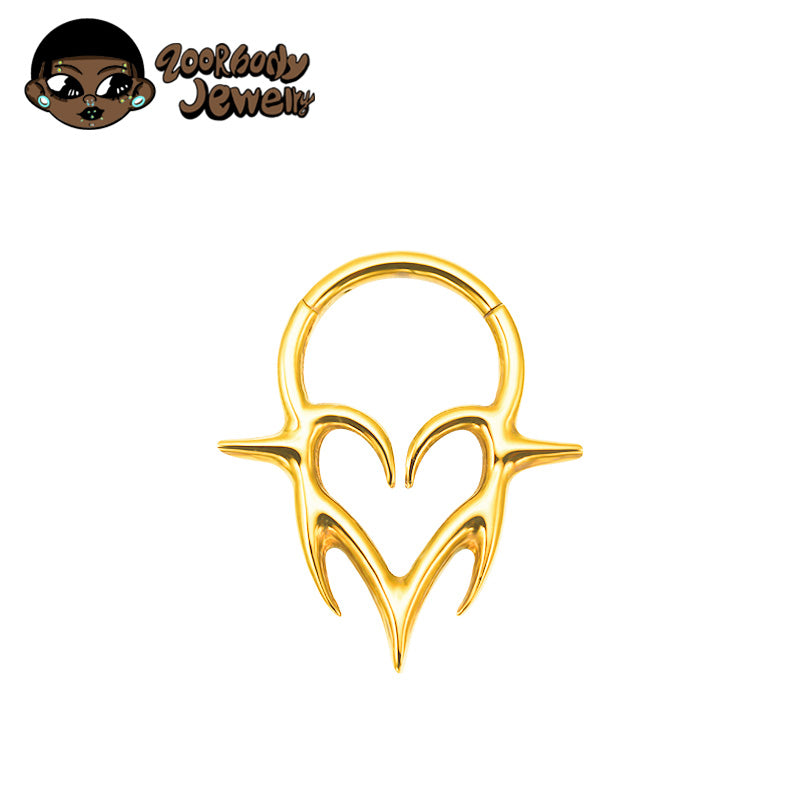 ZOOR Titanium Devil Heart Hinged Hoop
