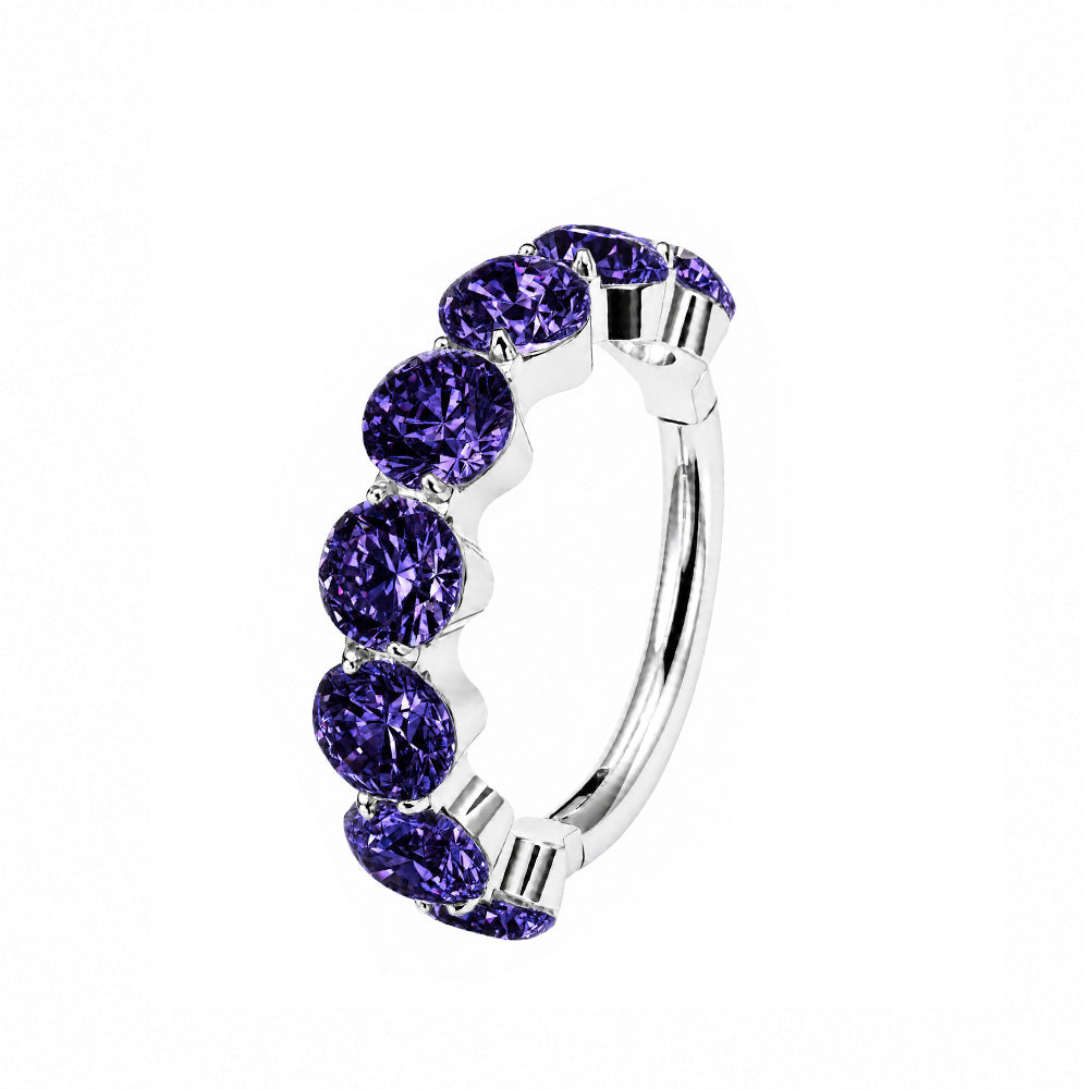ZOOR F136 Titanium Luxury Zircon Hinge Earring 16g Clicker Nose Ring Ear Lobe Helix Conch Piercing Unisex Sparkling Jewelry Gift