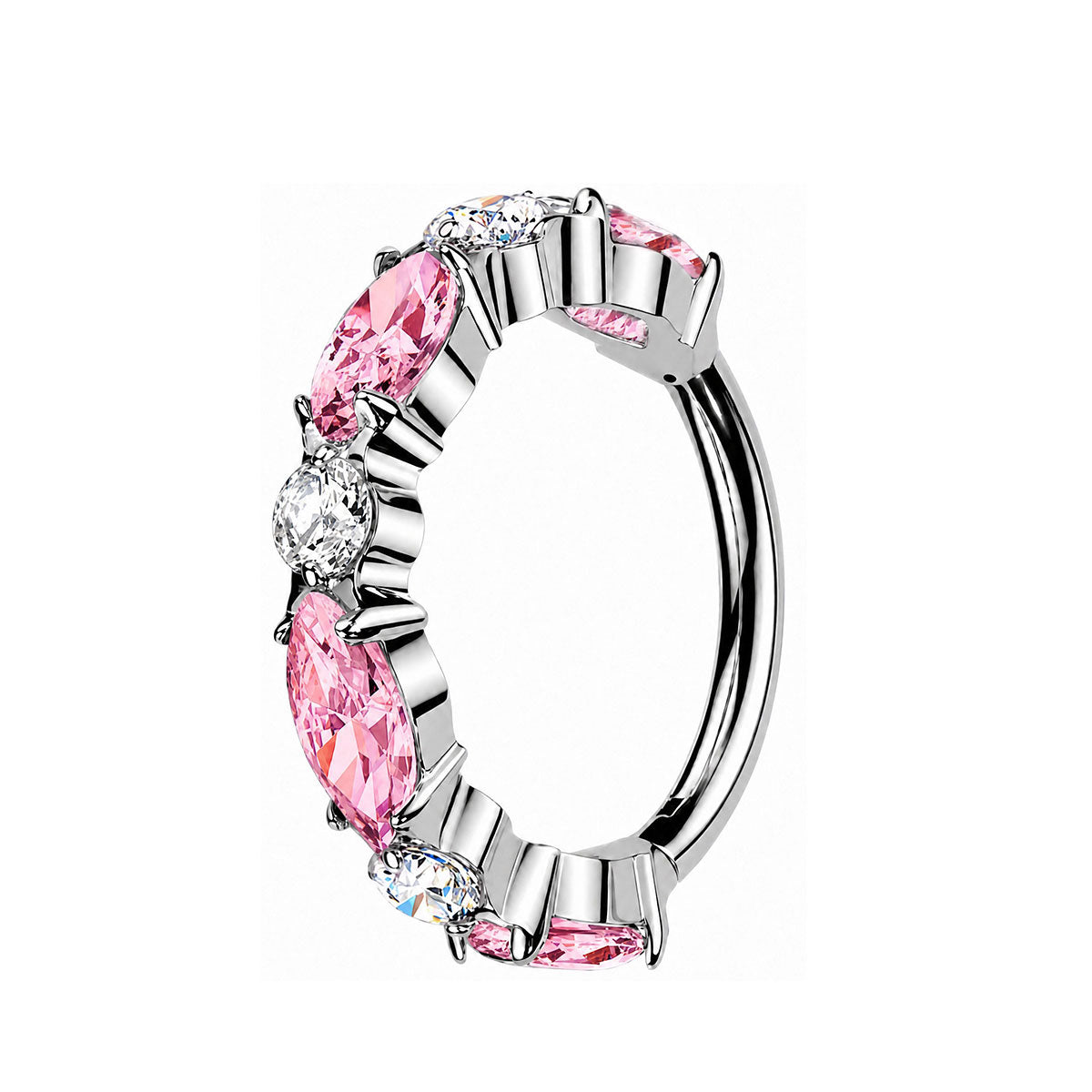 ZOOR ASTM F136 Titanium Multi Color Paved CZ Hinged Clicker Hoop, Septum Helix Tragus Ear Piercing Jewelry
