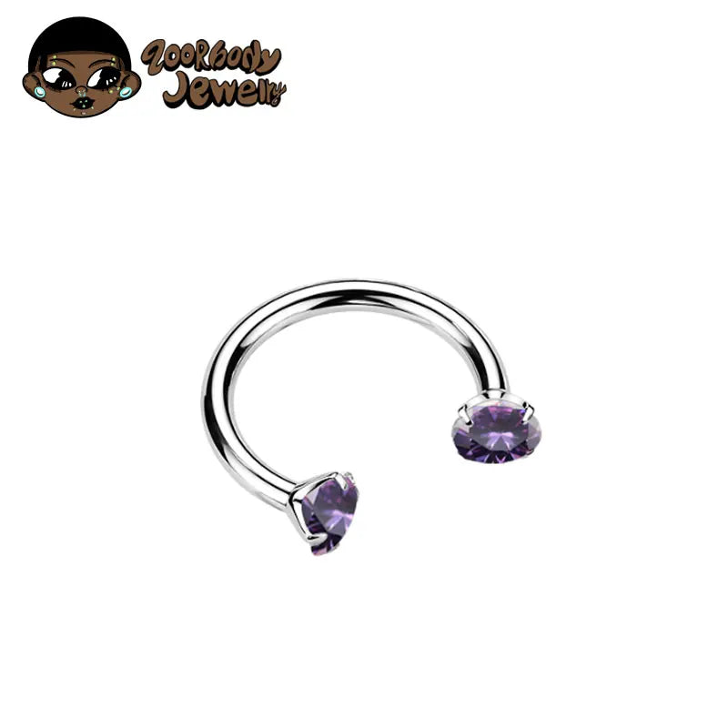 ZOOR Titanium Horseshoe Ring Double Teardrop CZ