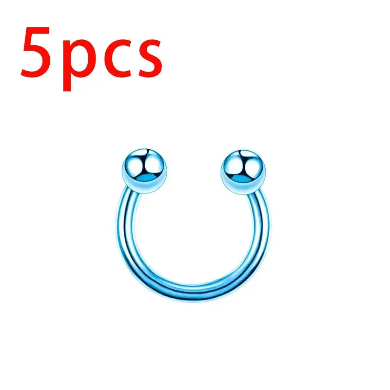 ZOOR Anodized Titanium Horseshoe Septum Piercing Ring