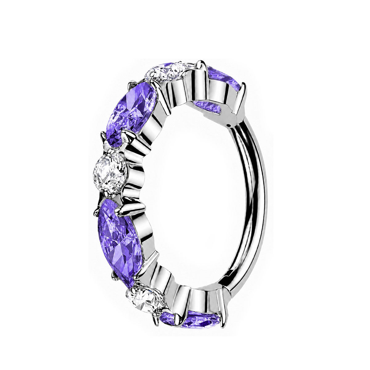 ZOOR ASTM F136 Titanium Multi Color Paved CZ Hinged Clicker Hoop, Septum Helix Tragus Ear Piercing Jewelry