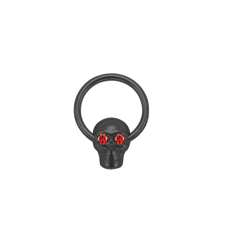 ZOOR Titanium Skull Hinged Clicker Hoop With CZ Eyes