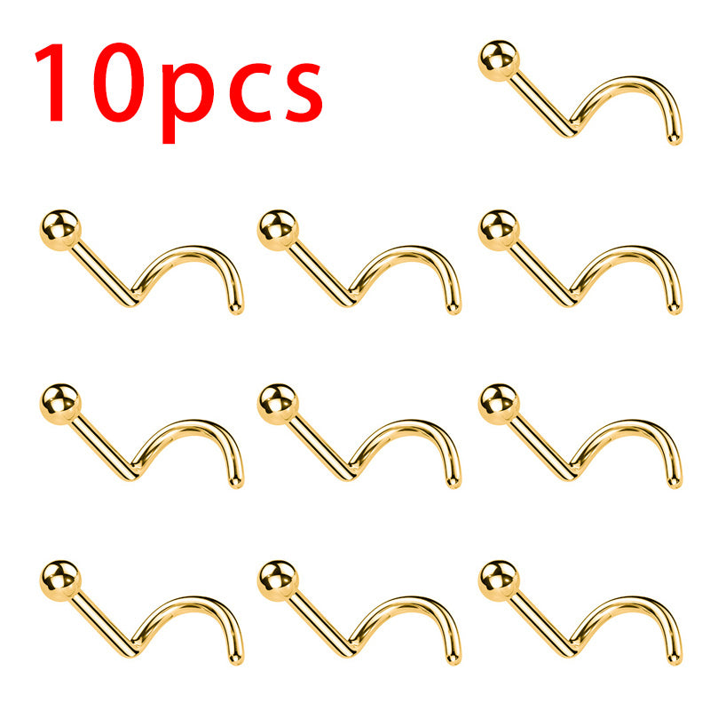 ZOOR Titanium S Curve Nose Stud Ball Dome Cone Top