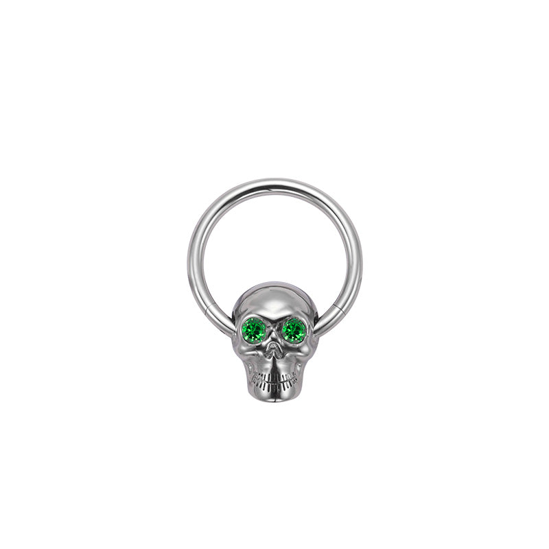 ZOOR Titanium Skull Hinged Clicker Hoop With CZ Eyes